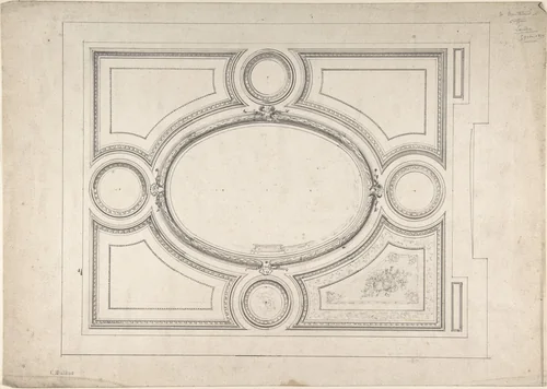 Design for Ceiling by Charles Monblond, drawing, 1800-1899