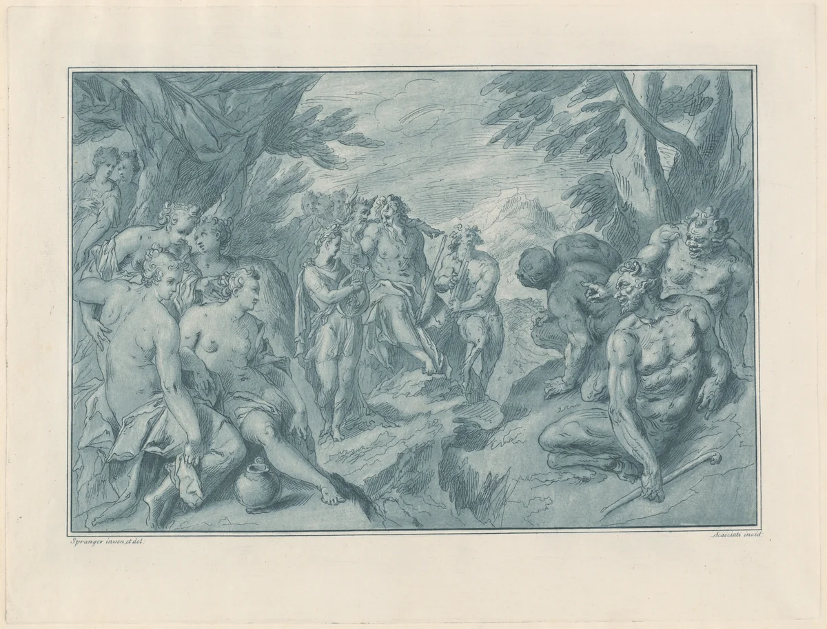 The Musical Contest Between Apollo and Pan by Andrea Scacciati
Bartholomaeus Spranger, print, 1761-1771
