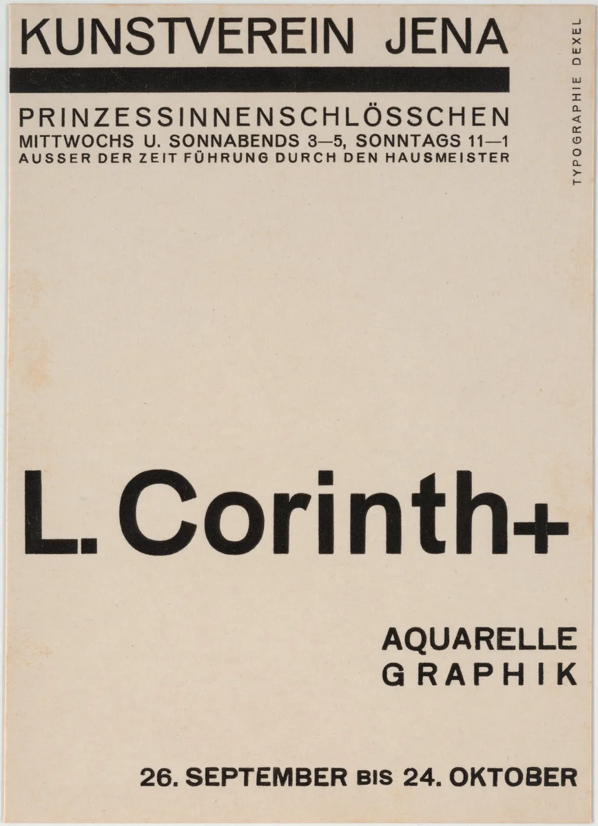 L. Corinth + Aquarelle Graphik by Walter Dexel, design, 1926