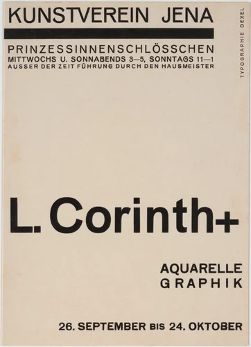 L. Corinth + Aquarelle Graphik by Walter Dexel, design, 1926
