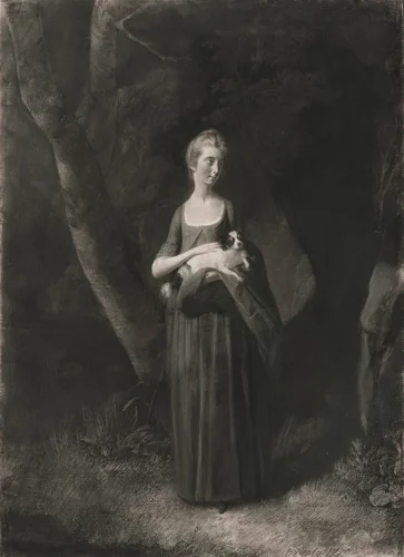 Miss Cunningham Holding Her King Charles Spaniel by Robert Healy, drawing, 1770