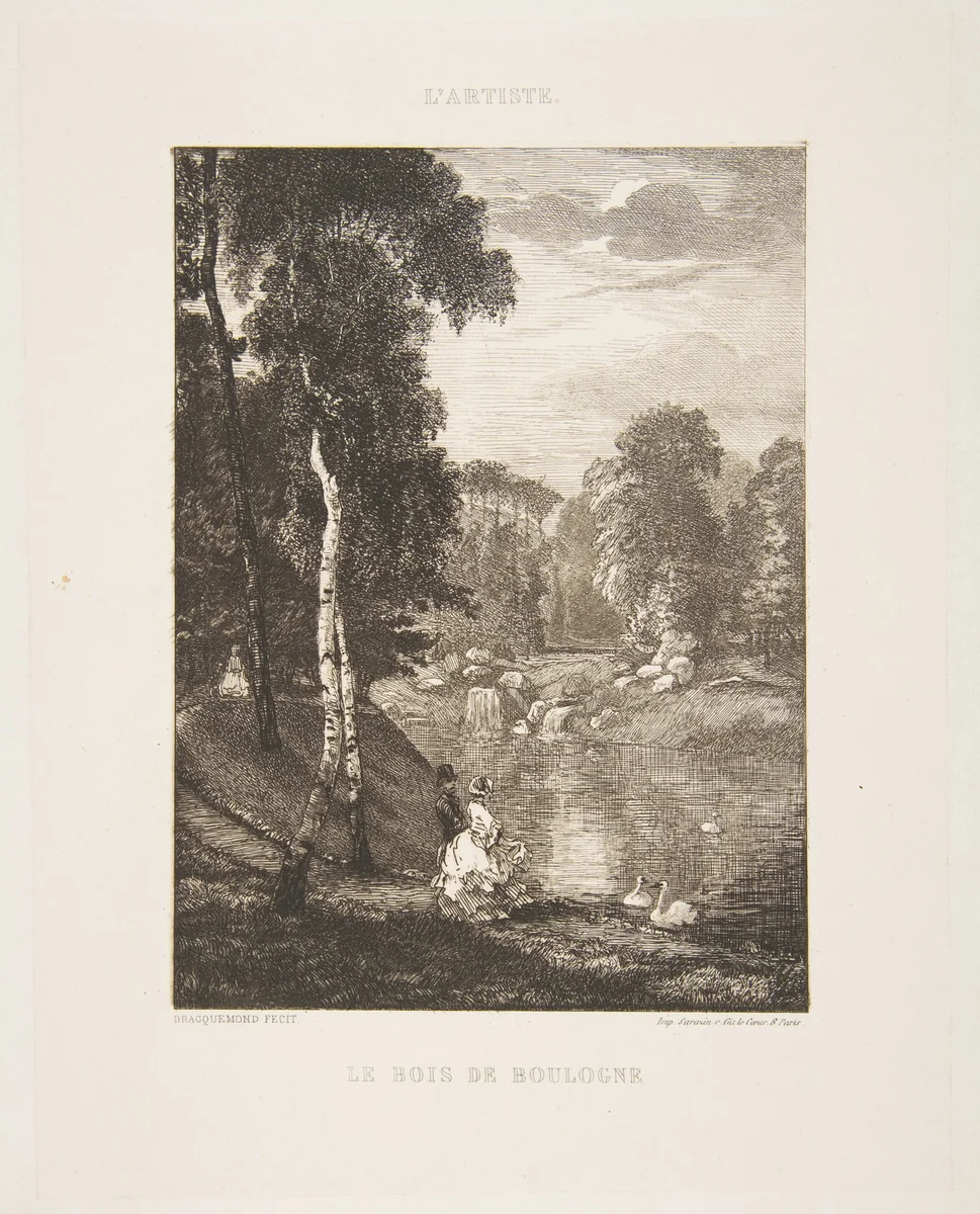 Le Bois de Boulogne, from "L'Artiste" by Félix Bracquemond, print, 1857