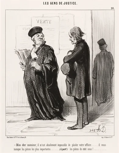 Mon cher monsieur... impossible de plaider votre affaire by Honoré Daumier, print, 1846