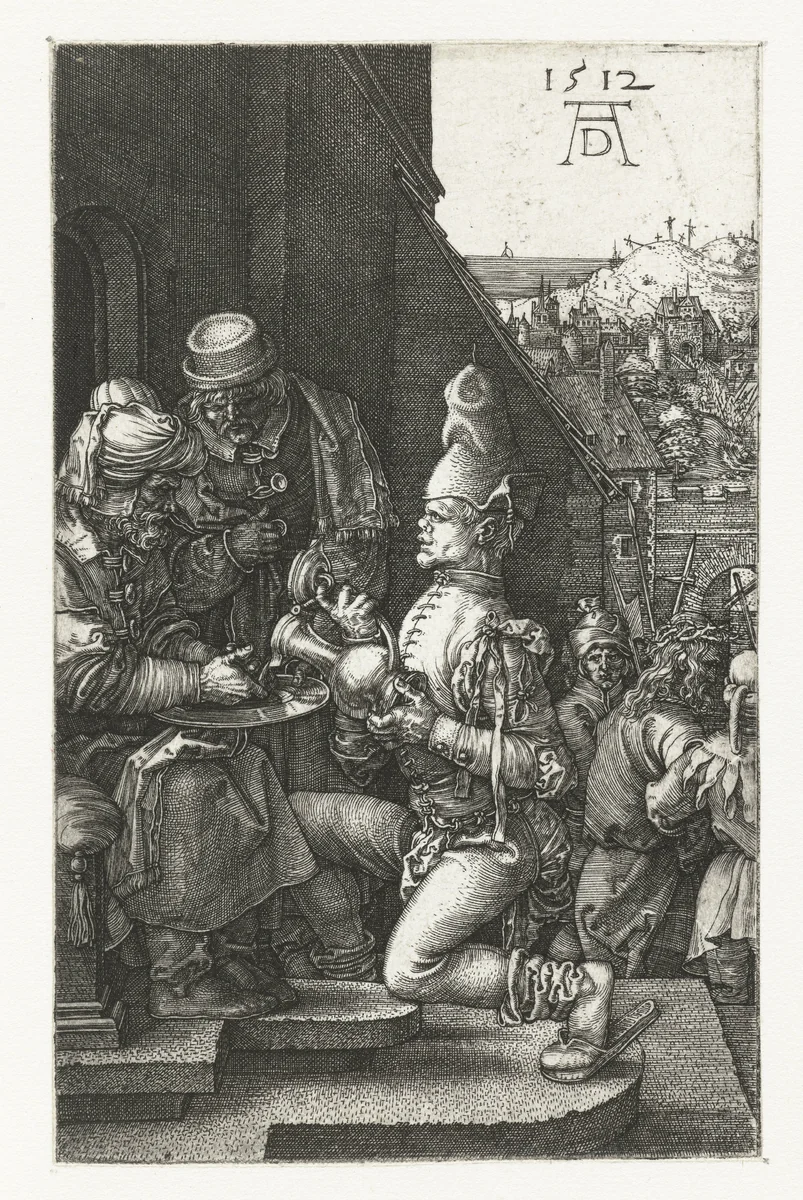 Pilatus wast zijn handen in onschuld by Unknown, print, 1512