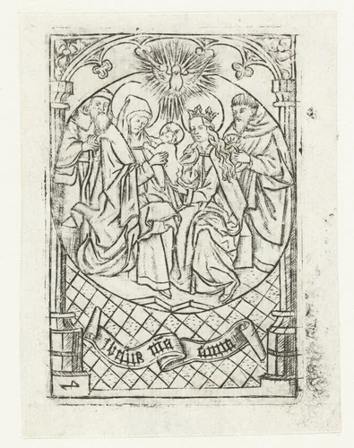 De Heilige Familie met Anna en Joachim by Unknown, print, 1450-1500