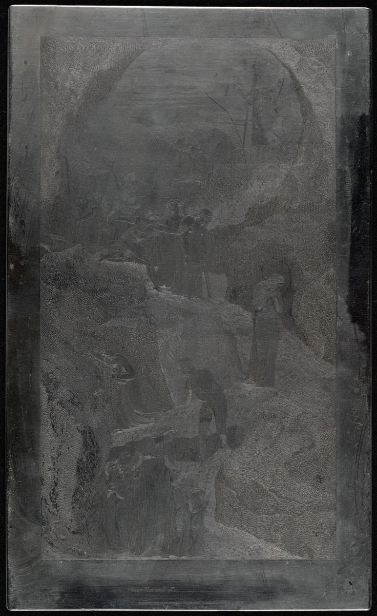 The descent of Man into the Vale of Death by Luigi Schiavonetti; William Blake, technical material, 1808-1813