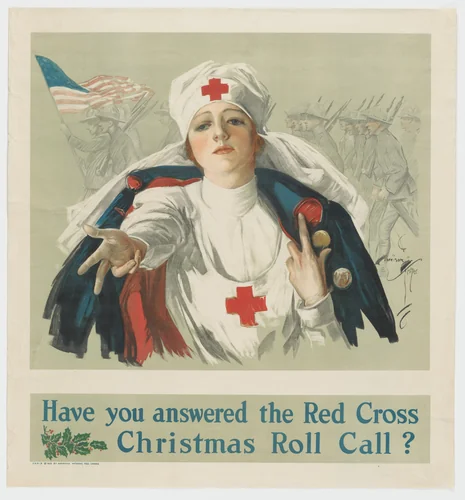 Have You Answered the Red Cross Christmas Roll Call? by Harrison Fisher, design, 1918