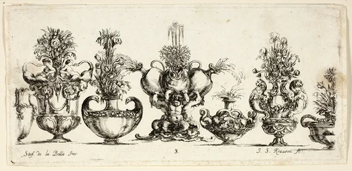 Plate Three from Raccolta di Vasi diversi di Stef. de la Bella Fiorentino by Johanna Sibylla Küsel, print, 1646