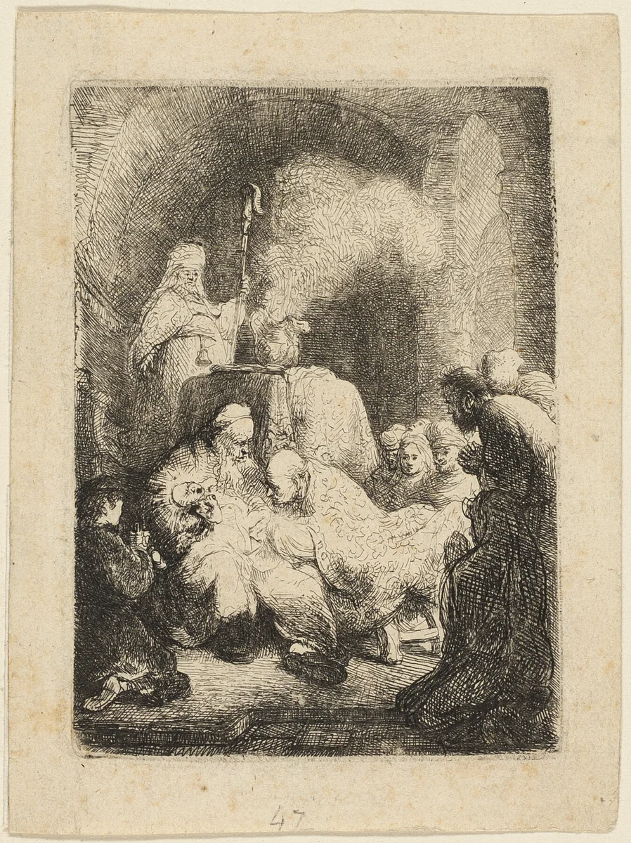 The Circumcision: Small Plate by Rembrandt van Rijn, print, 1625-1635