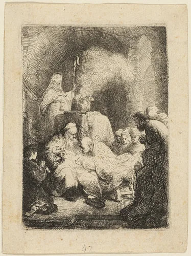 The Circumcision: Small Plate by Rembrandt van Rijn, print, 1625-1635