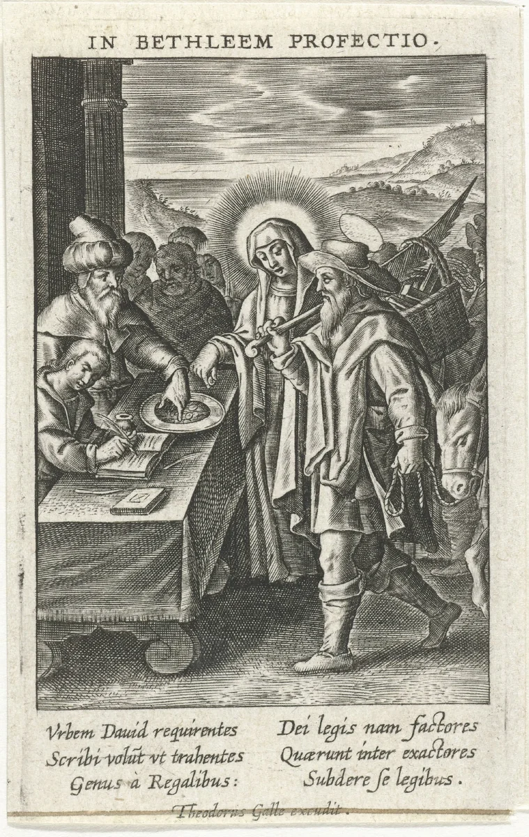 Volkstelling te Bethlehem by Unknown, print, 1581-1633