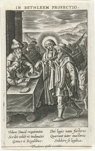 Volkstelling te Bethlehem by Unknown, print, 1581-1633