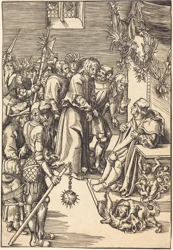 Christ before Caiaphas by Lucas Cranach, print, 1472-1553