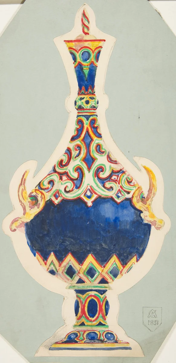 Design for a Vase with Lid by anonymous, drawing, 1846-1856