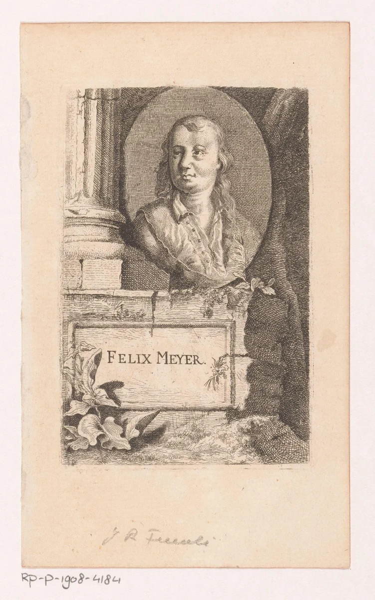 Portret van Felix Meyer by Rudolf Füssli, print, 1755-1757