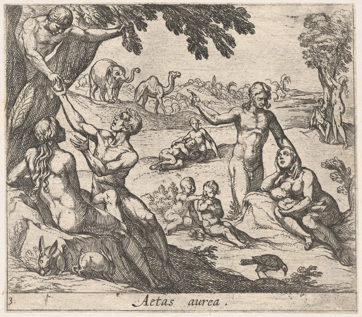 Plate 3: The Age of Gold (Aetas aurea), from Ovid's 'Metamorphoses' by Antonio Tempesta, print, 1606