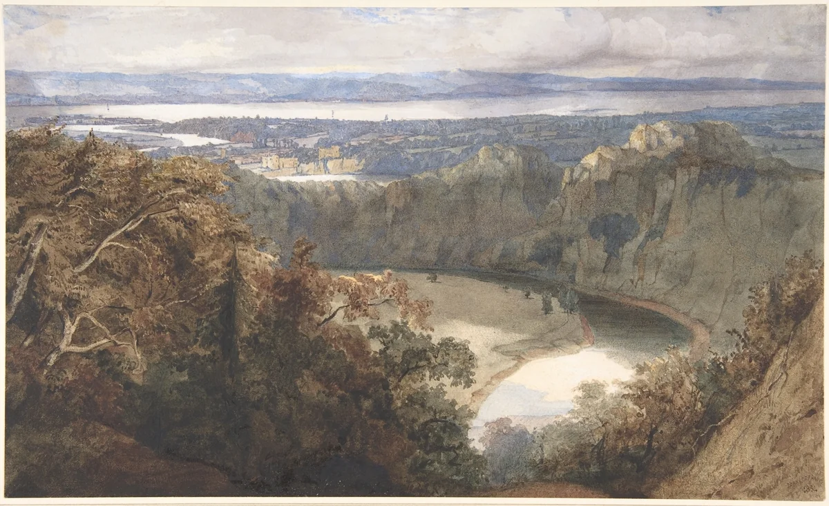 View of Chepstow, Wales by John Scarlett Davis, drawing, 1834