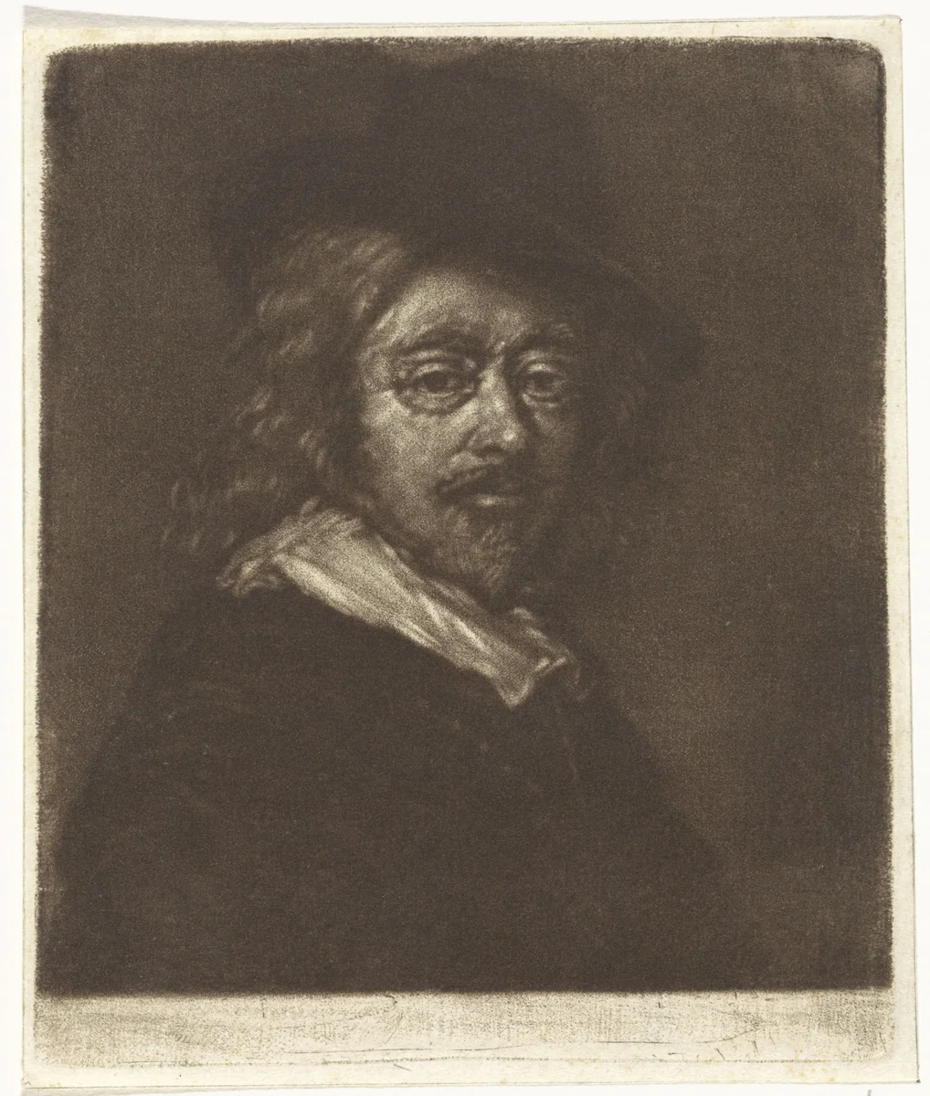 Portret van Frans Hals met een hoed by Cornelis van Noorde, print, 1767