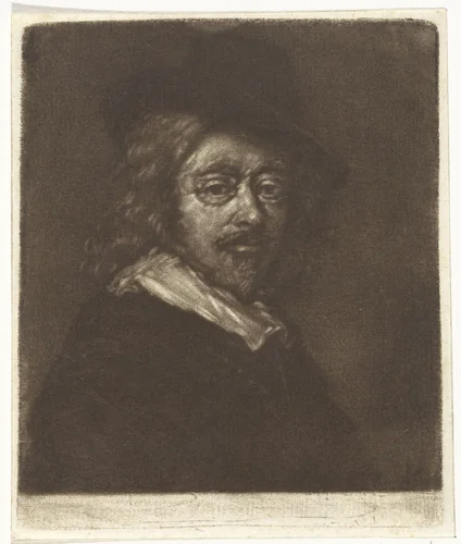 Portret van Frans Hals met een hoed by Cornelis van Noorde, print, 1767