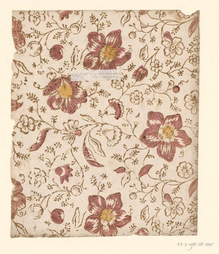Blad met strooipatroon van bloemen met vruchten by anonymous, other, 1750-1900