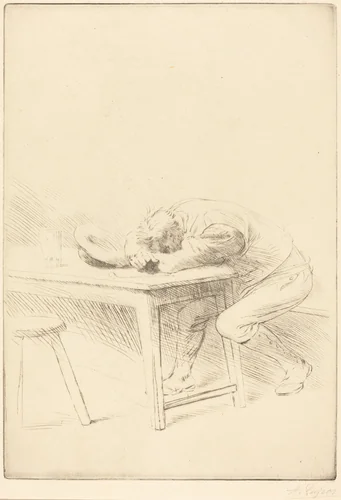 Siesta of a Laborer (Sieste d'un ouvrier) by Alphonse Legros, print, 1877-1900