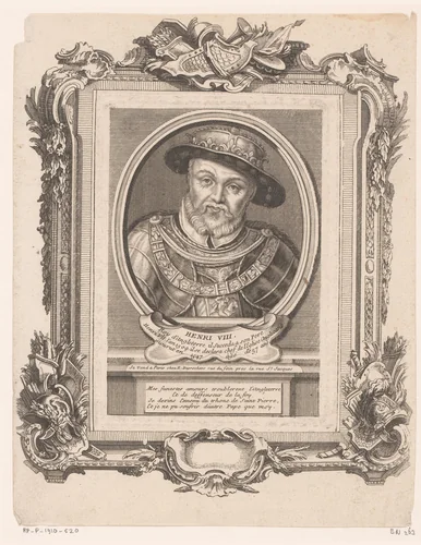 Portret van Hendrik VIII, koning van Engeland en Ierland by Étienne Desrochers, print, 1726