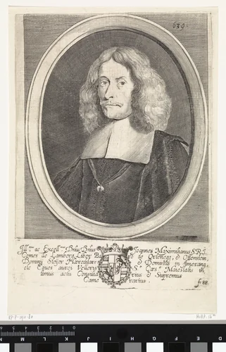 Portret van Johan Maximiliaan graaf van Lamberg by Frans van der Steen, print, 1670-1674