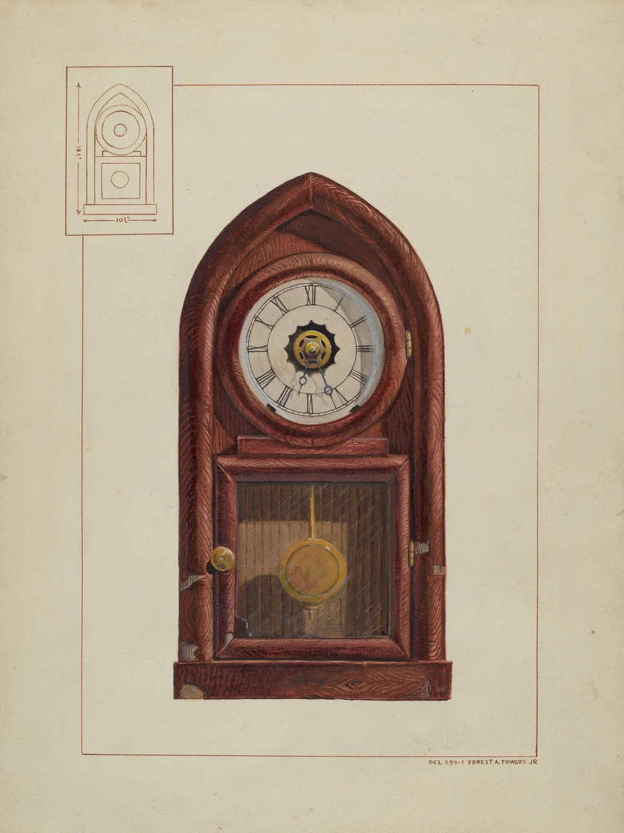 Mantel Clock by Ernest A. Towers, Jr., index of american design, 1935-1942
