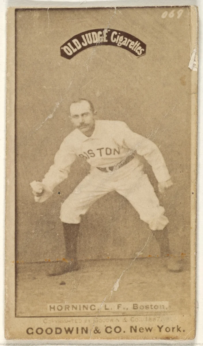 Horning, Left Field, Boston, from the Old Judge series (N172) for Old Judge Cigarettes by Goodwin & Company, photograph, 1887