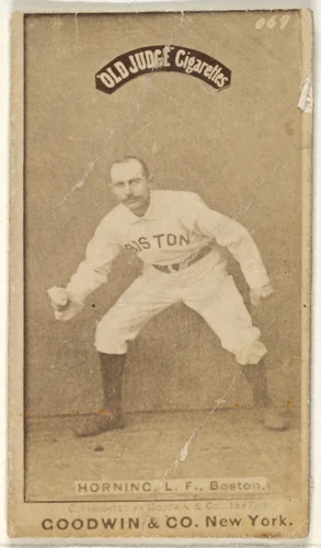 Horning, Left Field, Boston, from the Old Judge series (N172) for Old Judge Cigarettes by Goodwin & Company, photograph, 1887