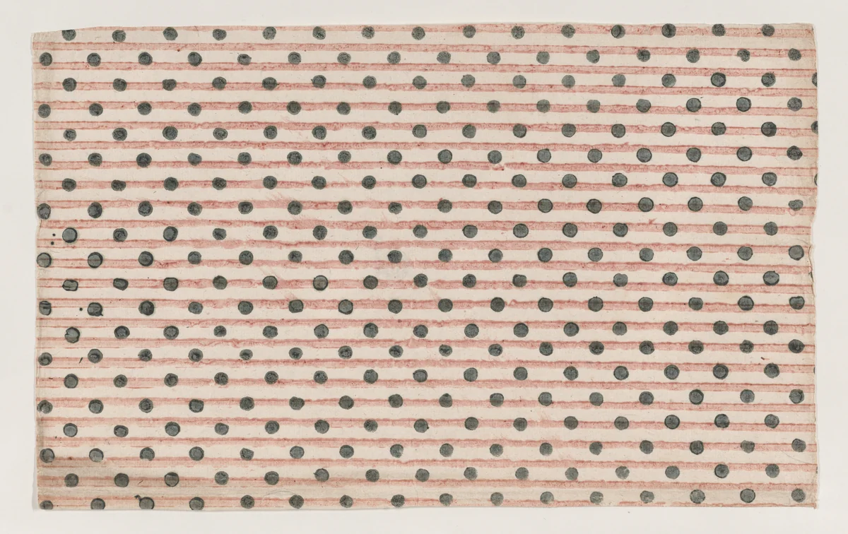 Sheet with overall stripe and dot design by anonymous, print, 1800-1900