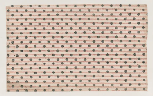 Sheet with overall stripe and dot design by anonymous, print, 1800-1900