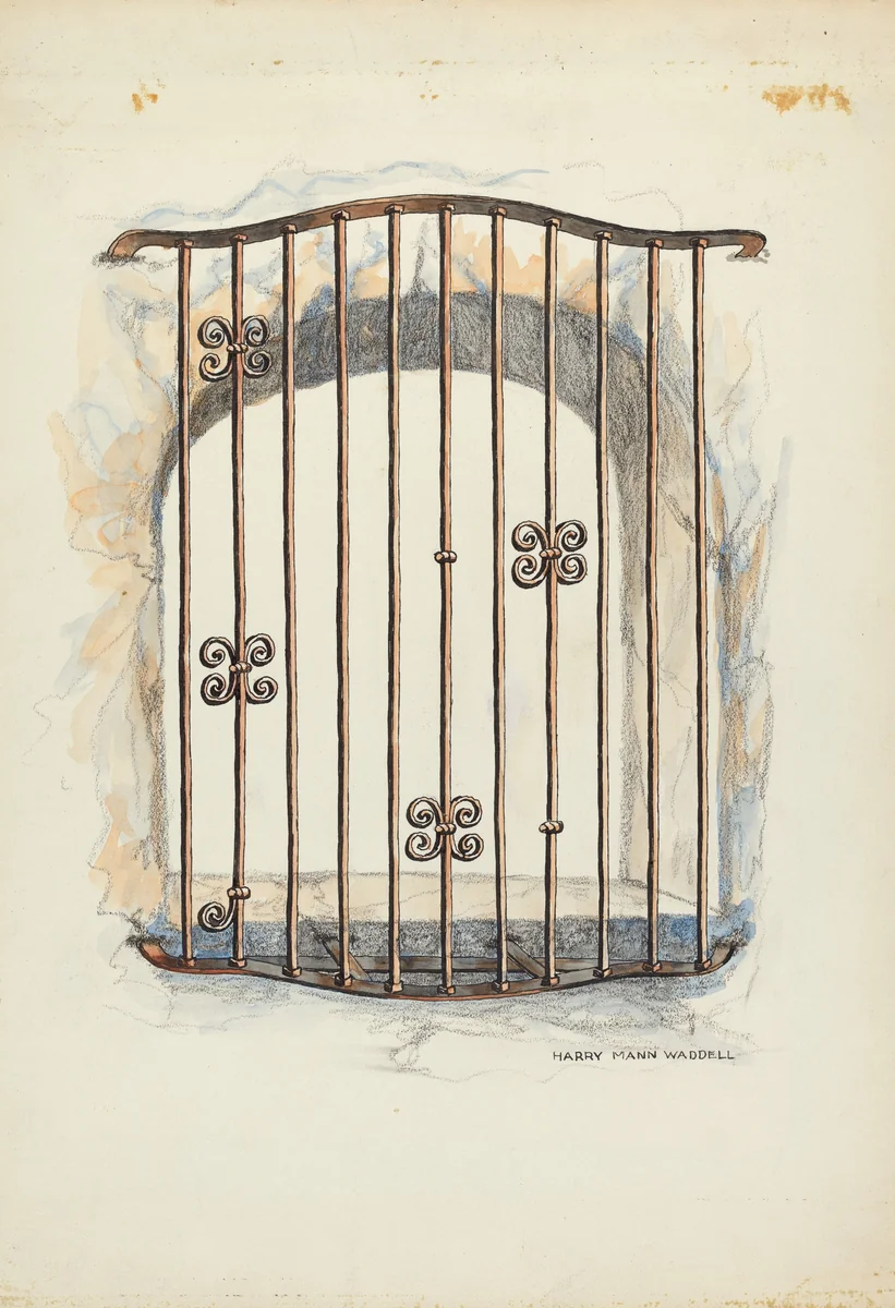 Iron Grille at Window by Harry Mann Waddell, index of american design, 1935-1942