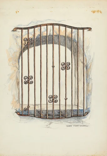 Iron Grille at Window by Harry Mann Waddell, index of american design, 1935-1942