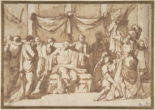 The Death of Seneca by Pierre Peyron, drawing, 1768-1778