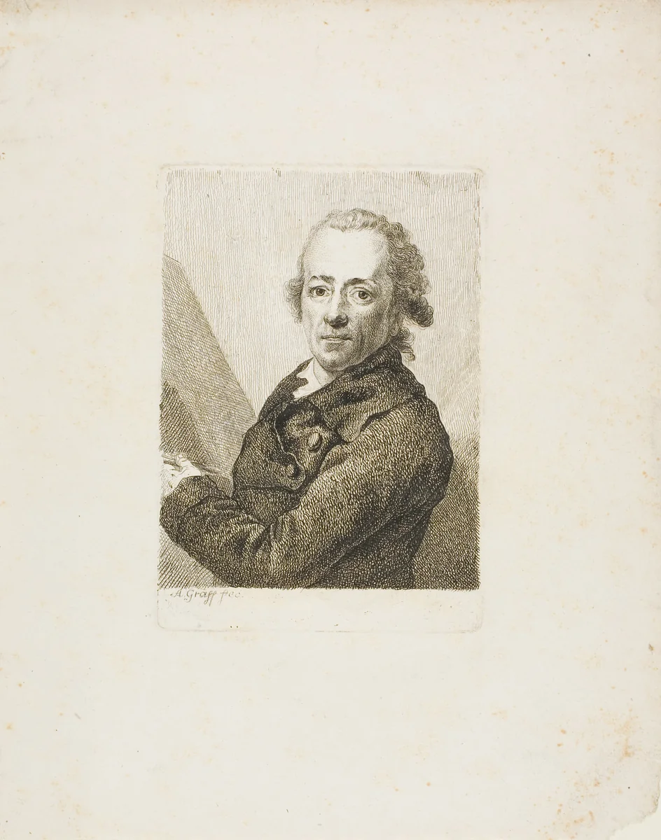 Self-Portrait Before an Easel by Anton Graff, print, 1782-1792