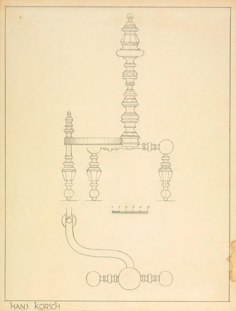 Andiron (one of pair) by Hans Korsch, index of american design, 1937