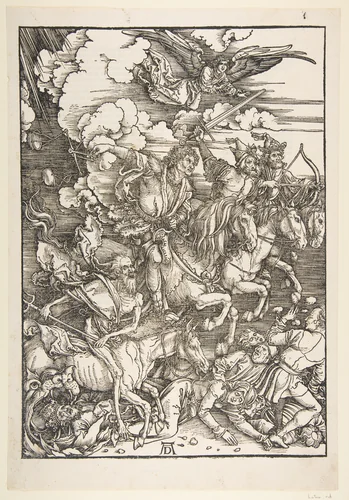 The Four Horsemen, from "The Apocalypse" by Albrecht Dürer, print, 1511