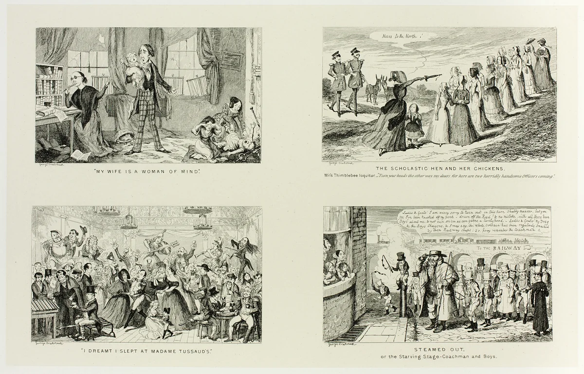 "My Wife is a Woman of Mind" from George Cruikshank's Steel Etchings to The Comic Almanacks: 1835-1853 (top left) by George Cruikshank, print, 1847