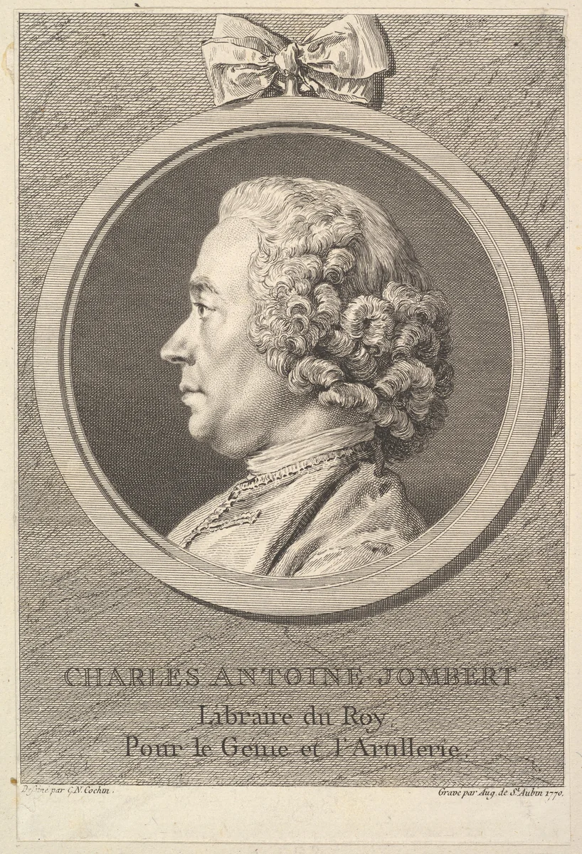 Portrait of Charles-Antoine Jombert by Augustin de Saint-Aubin, print, 1770
