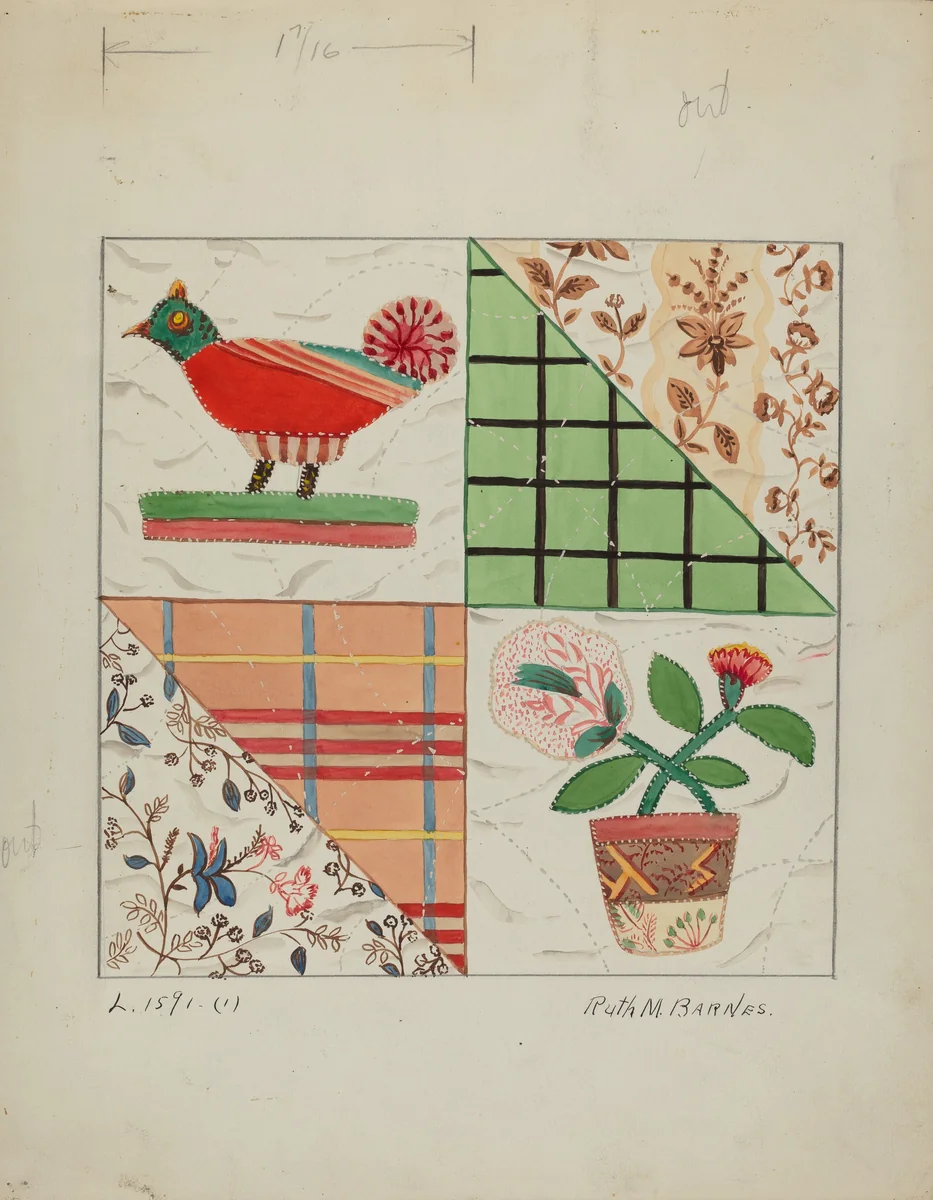 Applique Quilt by Ruth M. Barnes, index of american design, 1936