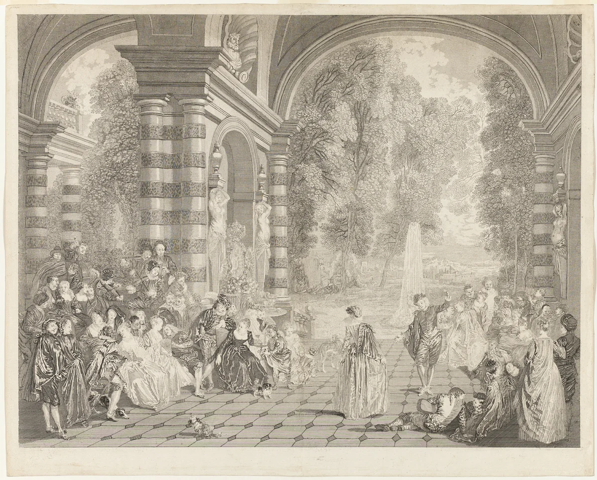 The Pleasures of the Ball by Gérard Scotin, print, 1730
