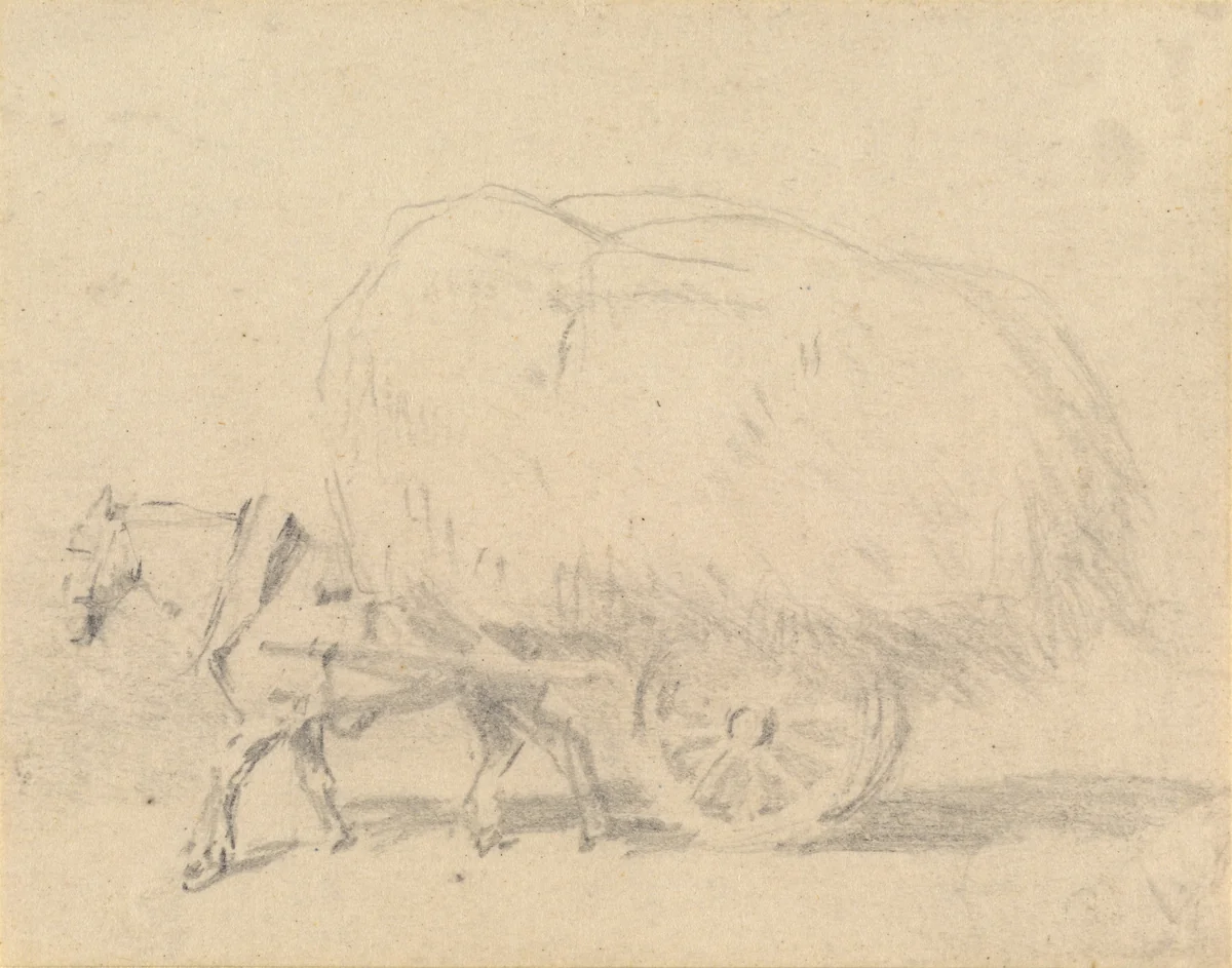 A Horse Pulling a Load of Hay by J. Frederick Tayler, drawing, 1802-1889