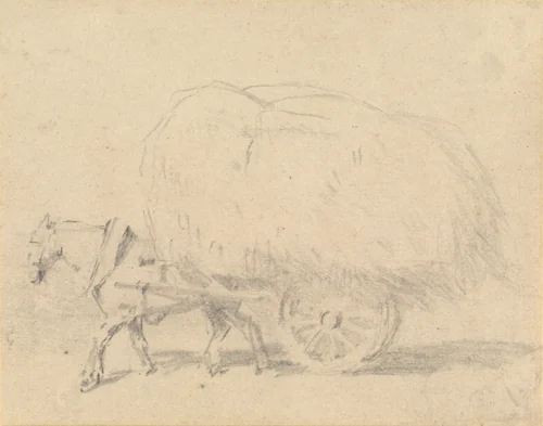 A Horse Pulling a Load of Hay by J. Frederick Tayler, drawing, 1802-1889