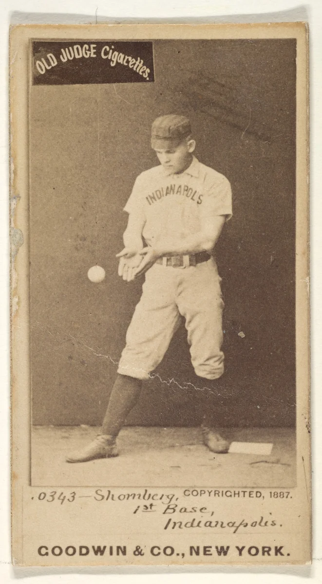 Shomberg, 1st Base, Indianapolis, from the Old Judge series (N172) for Old Judge Cigarettes by Goodwin & Company, photograph, 1887