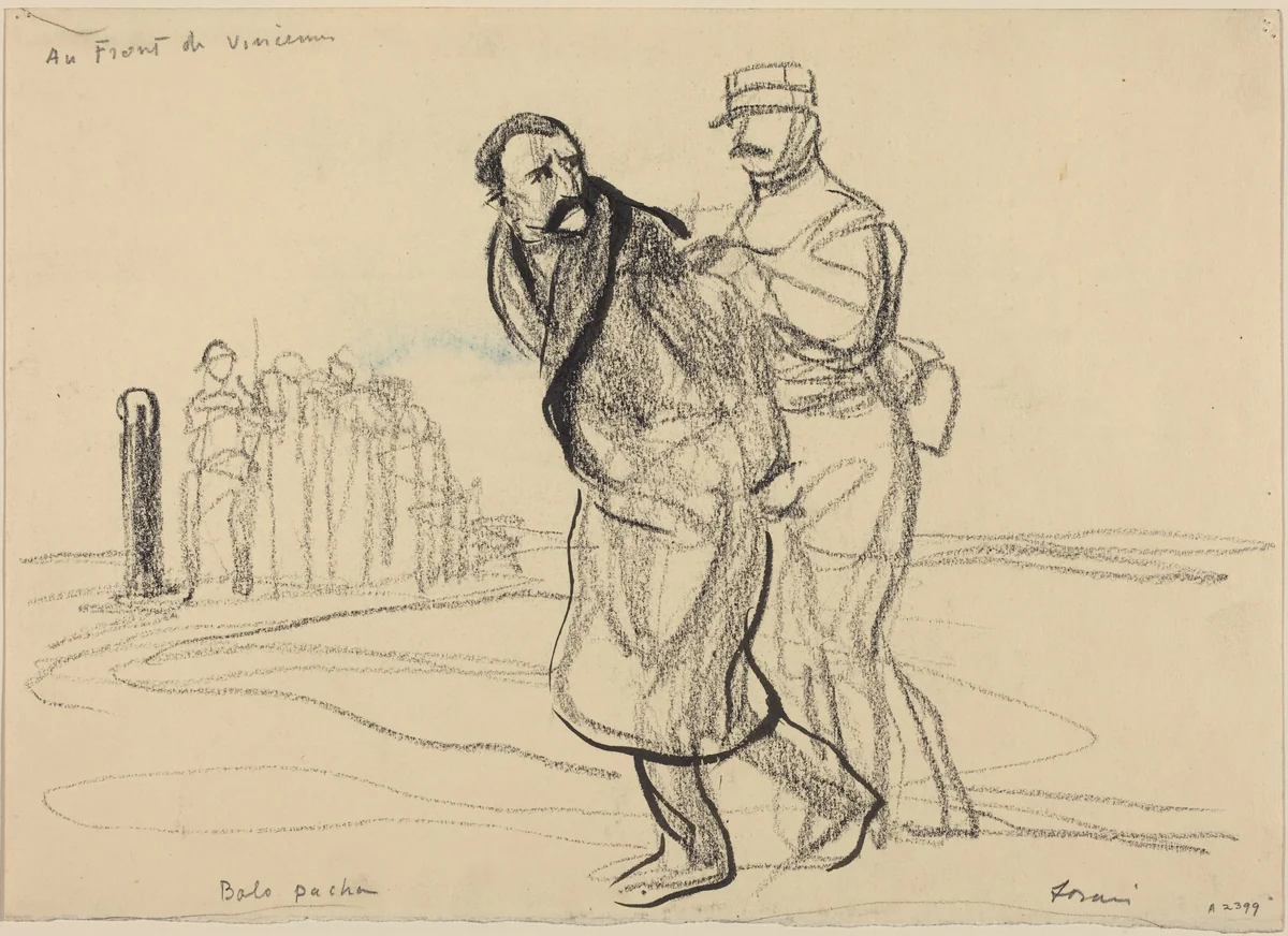 Au Front de Vincennes, Bolo pacha by Jean-Louis Forain, drawing, 1914-1919