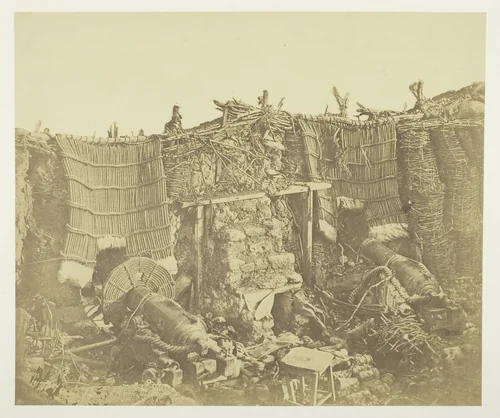 Interior of the (Russian) Barrack Battery, Showing Mantelets by James Robertson, photograph, 1855