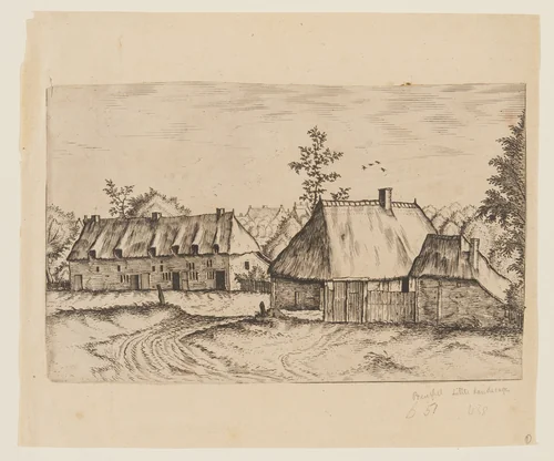 Road Leading to a Stable and a Barn, from Master of the Small Landscape Series by Johannes van Doetecum, print, 1560
