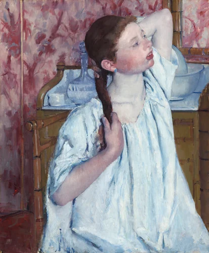 Girl Arranging Her Hair by Mary Cassatt, painting, 1886