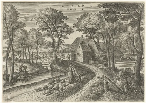 April by Julius Goltzius, print, 1560-1595